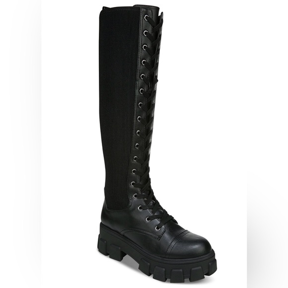 Circus by Sam Edelman Dinah black lace up lug sole combat boots size 8 1/2 m - Picture 2 of 8